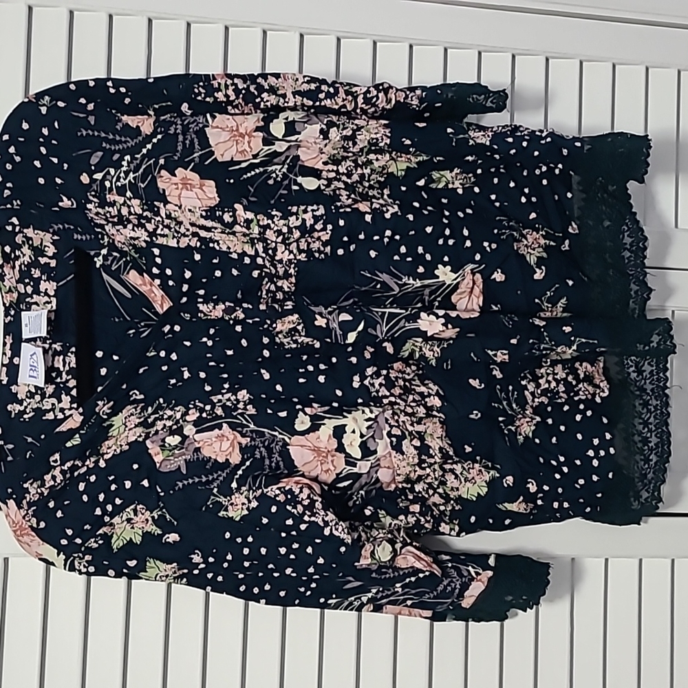 Navy Blouse with lace detail